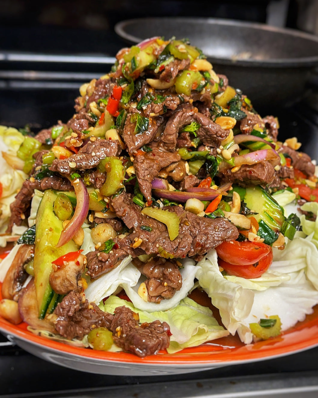 Spicy Beef Volcano Salad